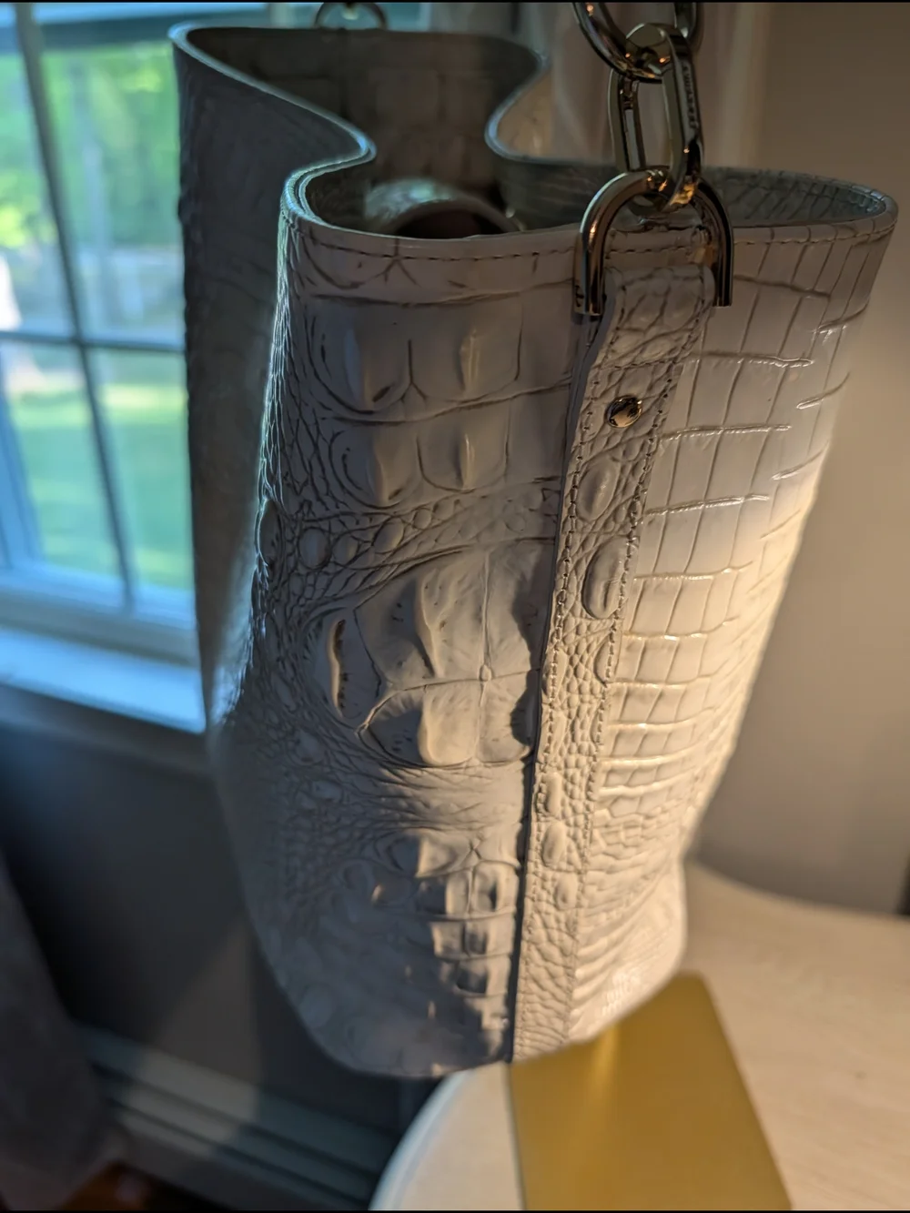 Brahmin Celina Leather Bucket Bag With Dustbag In Coconut Milk Colorway